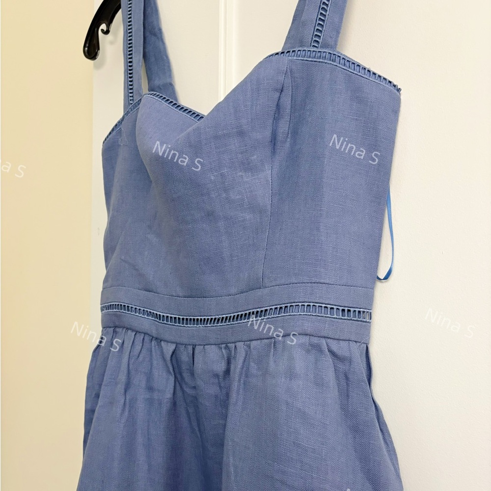 Reformation Everett Cornflower Blue Midi Linen Dress - 8 - Picture 4 of 7
